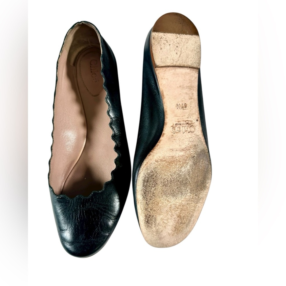 Chloe LAUREN Leather Scalloped Ballet Flats. Made in Italy US 7.5 - Picture 9 of 14